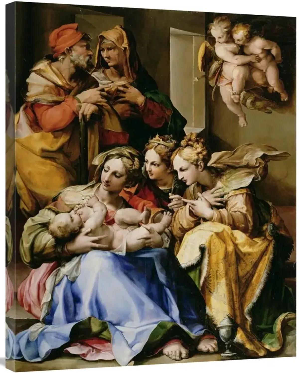 Holy Family with Saints Anne, Catherine of Alexandria, and Mary Magdalene-Canvas Art-28x35