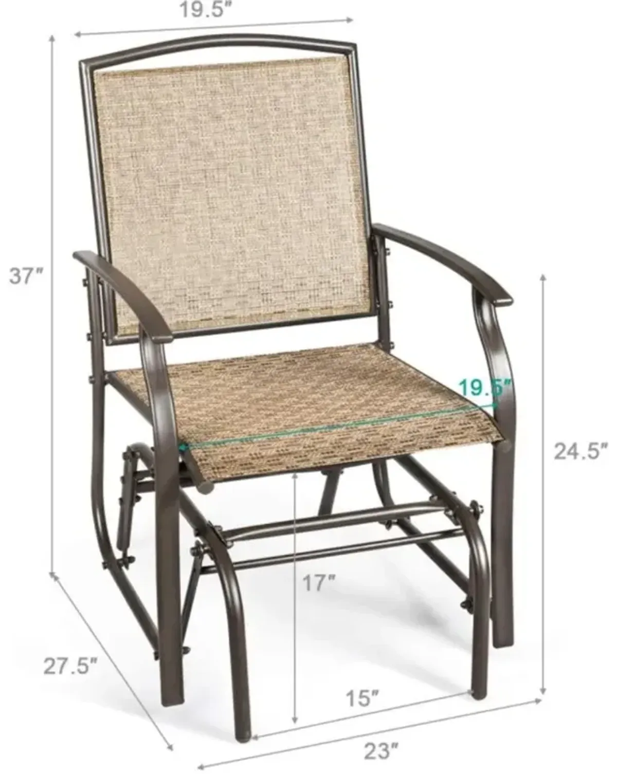 Hivvago 2 Pieces Patio Swing Single Glider Chair Rocking Seating