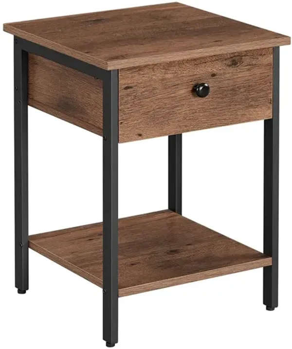 Hivvago Nightstand Hazelnut Brown and Black
