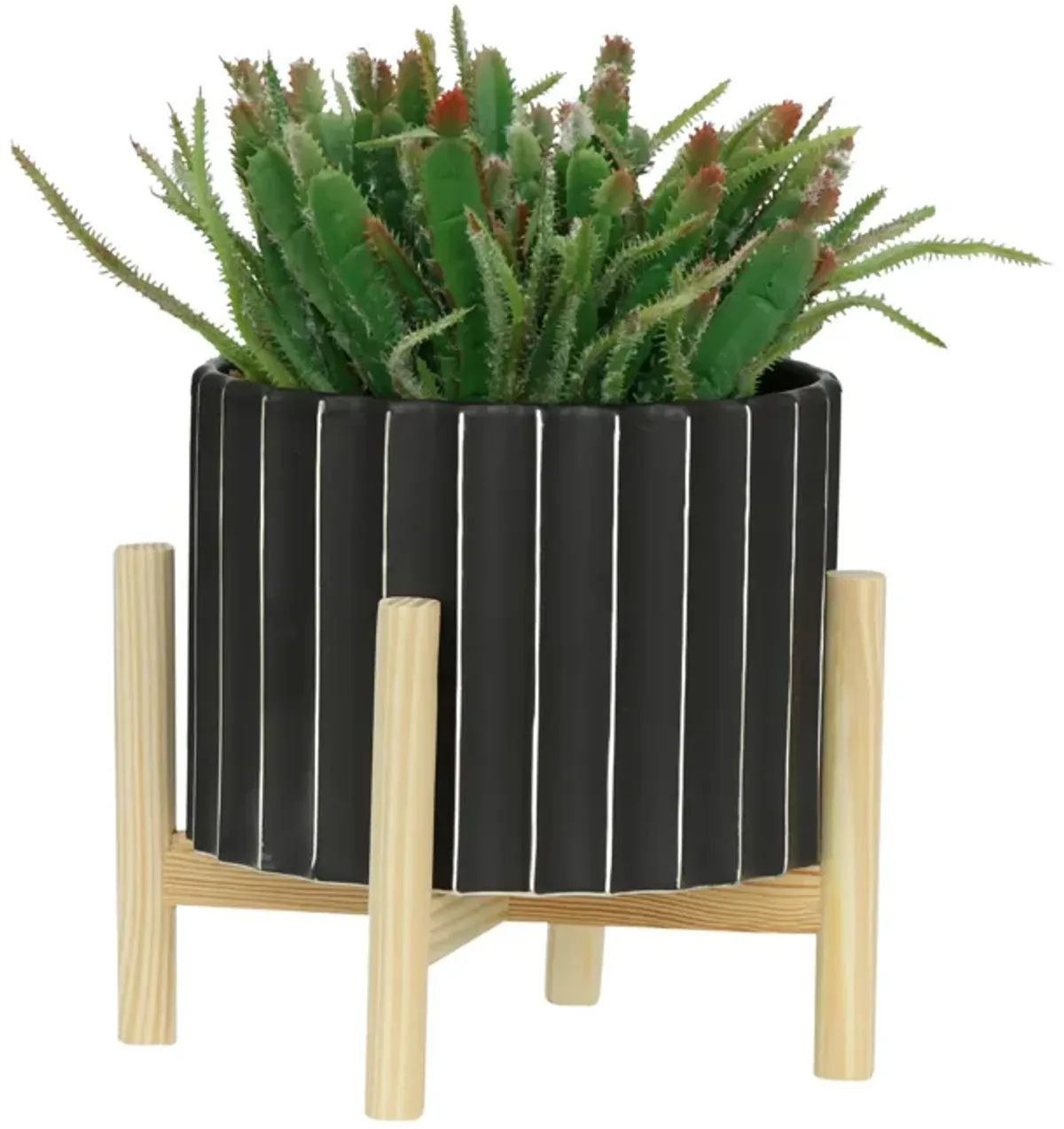 8" Cer Fluted Planter W/Stand