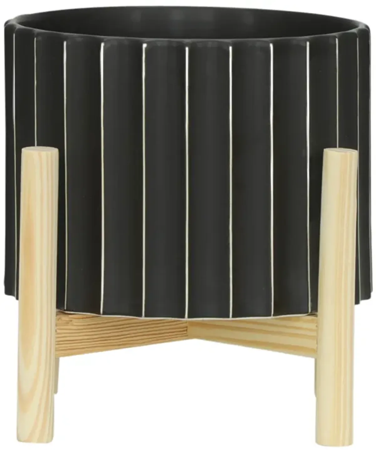 8" Cer Fluted Planter W/Stand