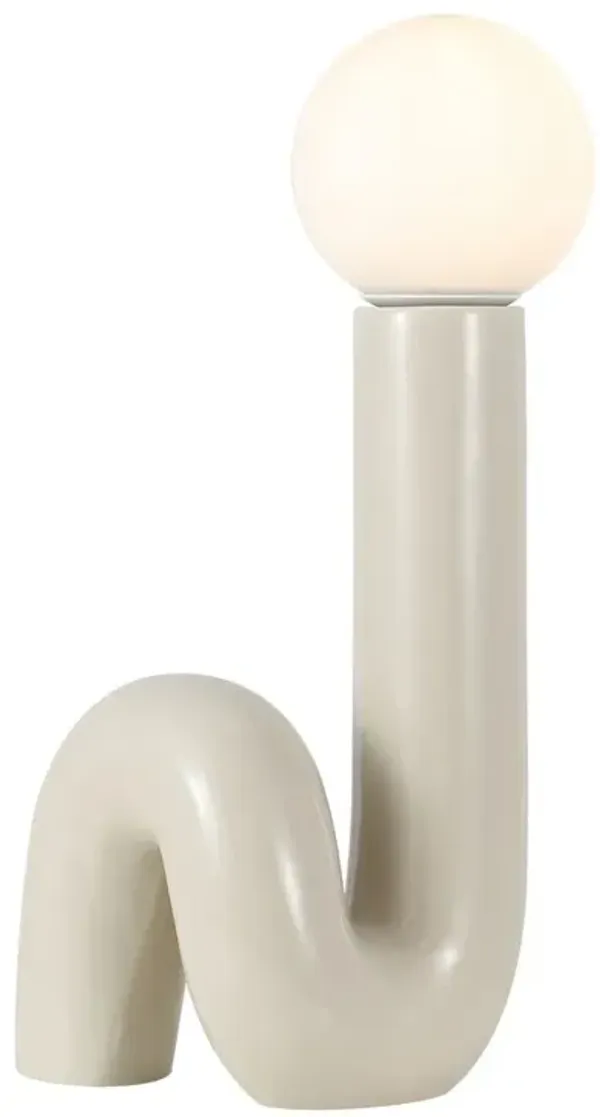 Katya 18" Scandinavian Minimalist Ceramic Spiral Tube LED Table Lamp