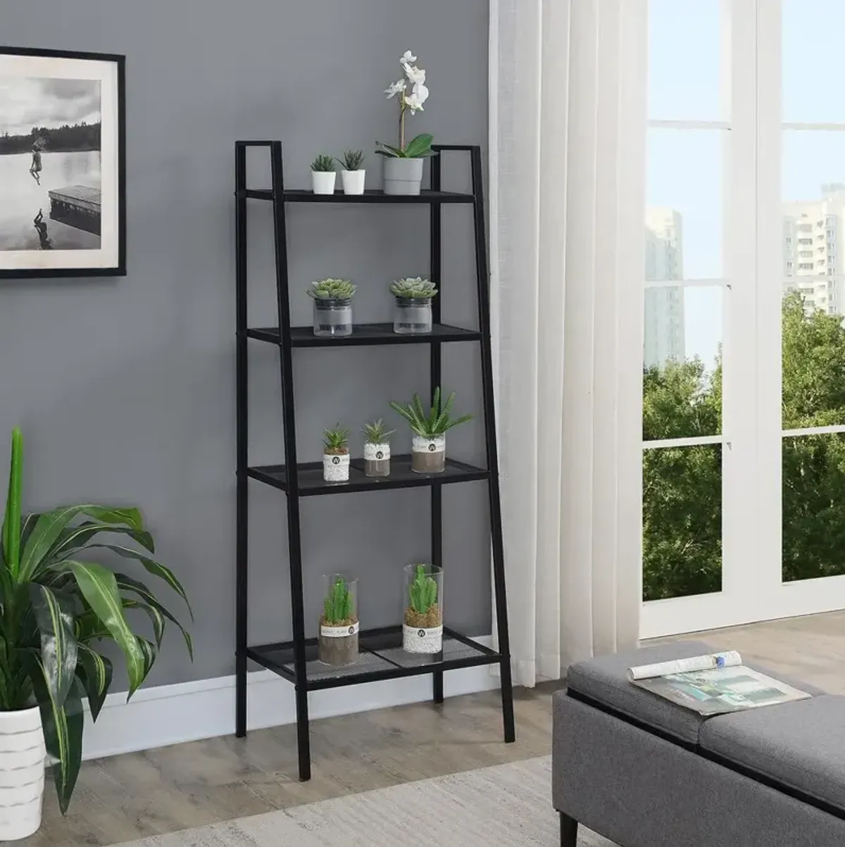 Convenience Concepts Designs2Go 4 Tier Metal Plant Stand Black