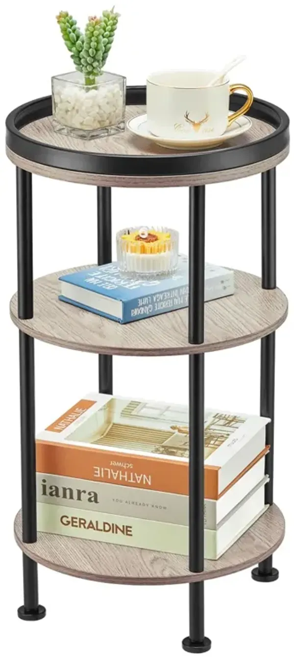 Side Table, Small Round Side Table for Small Spaces, 3-Tier Round Accent Table Slim Side Table, Modern Small End Table Corner Ta