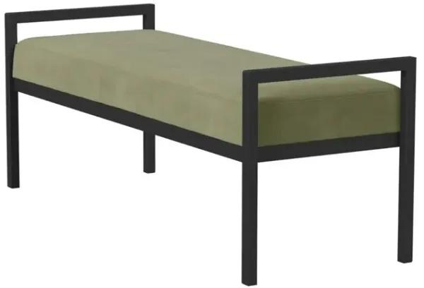 Modern Industrial Bed Bench with Metal Frame and Tufted Velvet Cushion