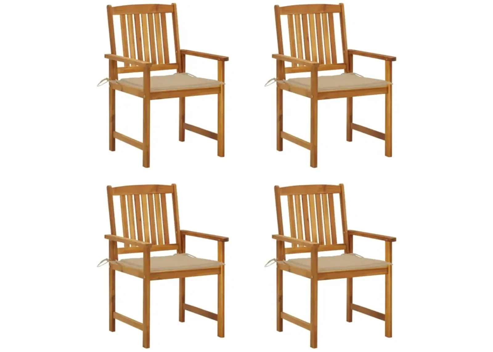 vidaXL Director's Chairs with Cushions 4 pcs Solid Acacia Wood