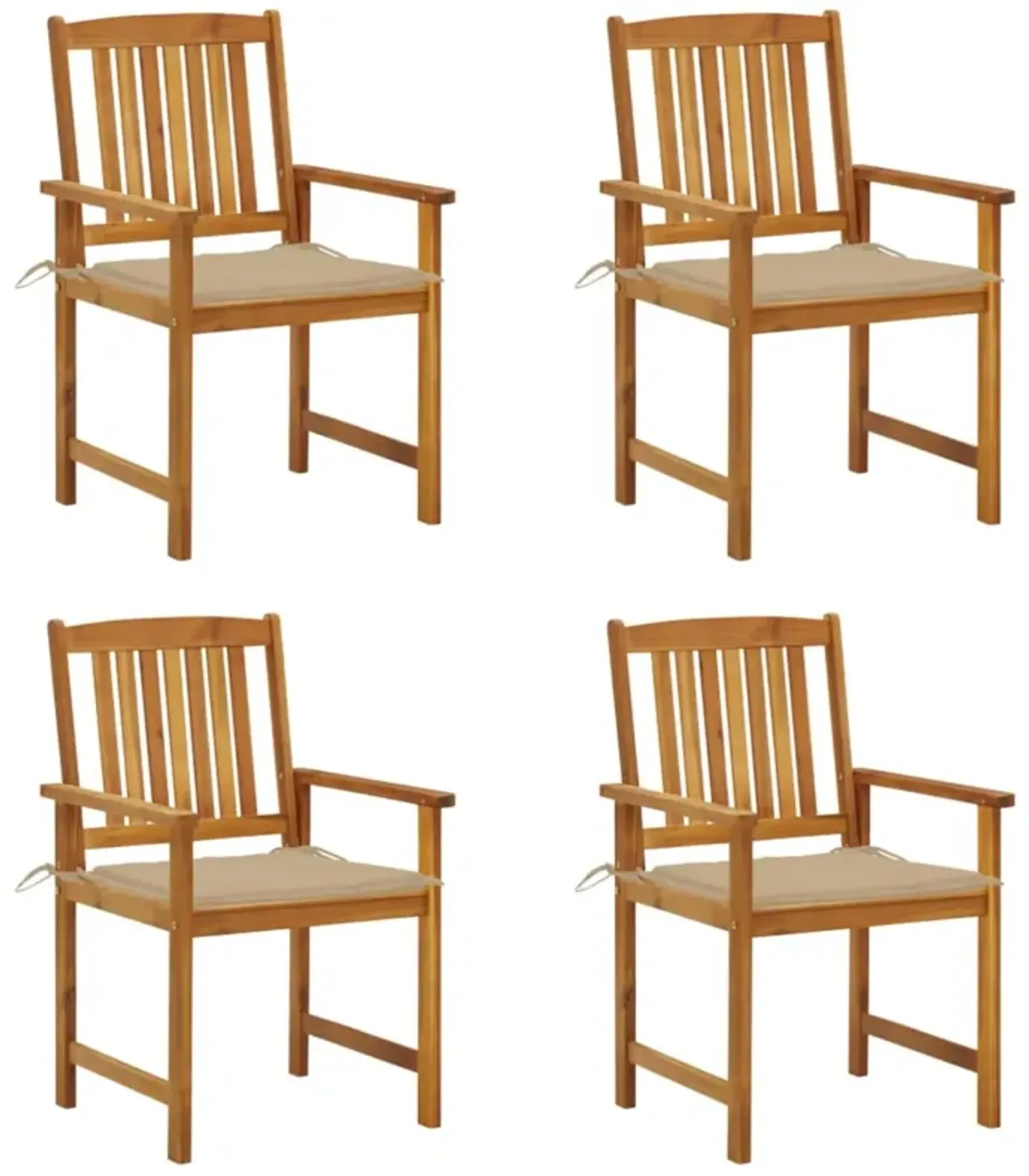 vidaXL Director's Chairs with Cushions 4 pcs Solid Acacia Wood