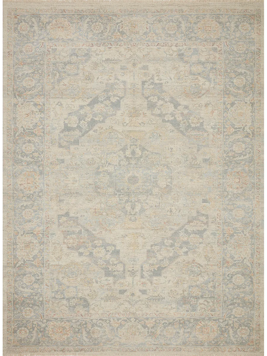 Priya PRY08 Bone/Bluestone 5' x 7'6" Rug