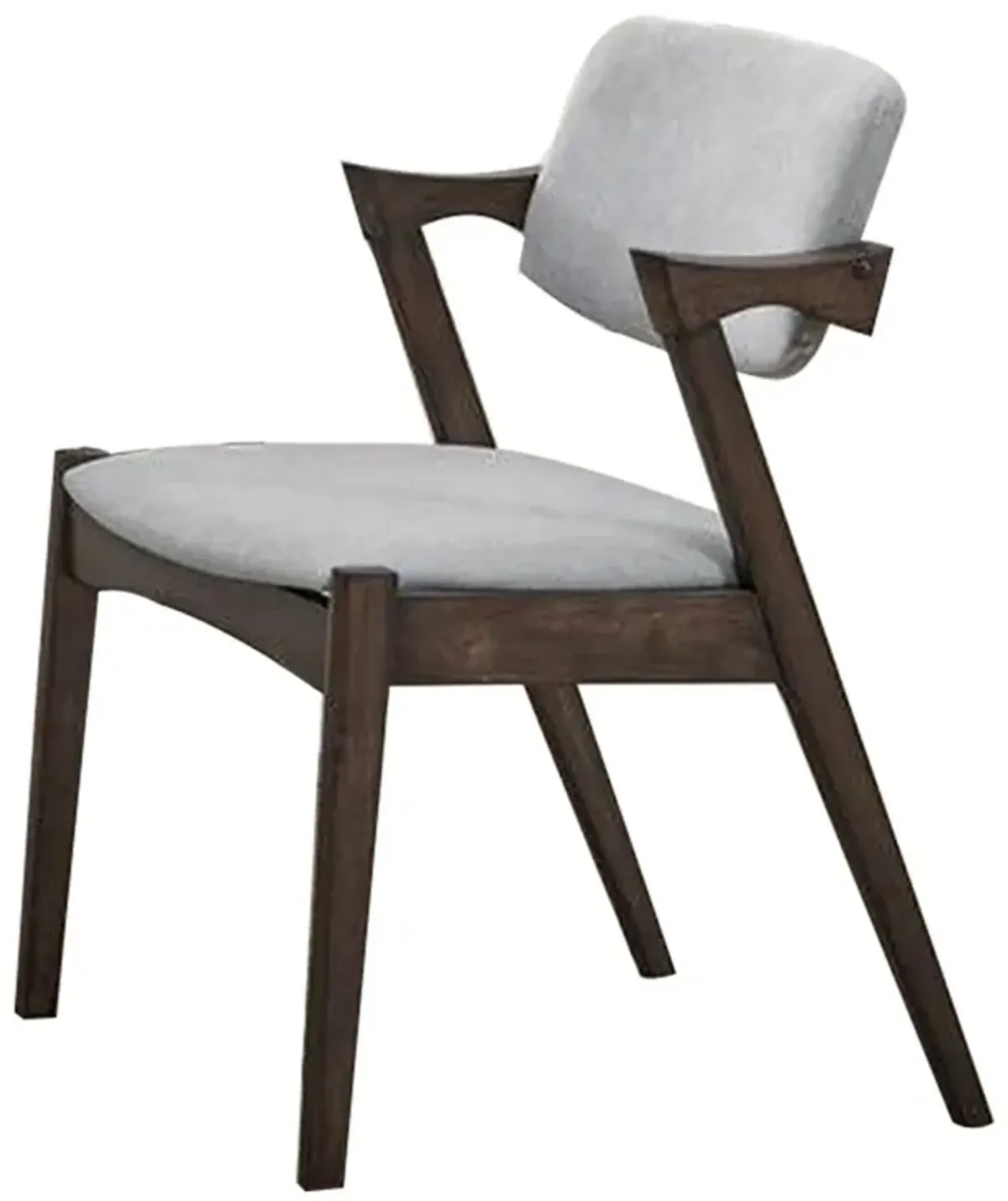 18 Inch Modern Wood Dining Chair, Set of 2, Angled Arms, Backrest, Gray-Benzara