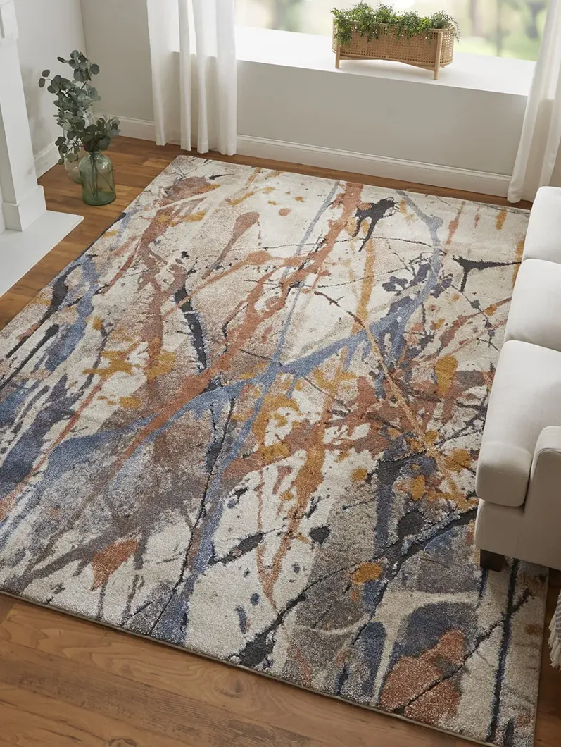 Gilmore 39MPF 5'3" x 8' Blue/Orange/Gray Rug