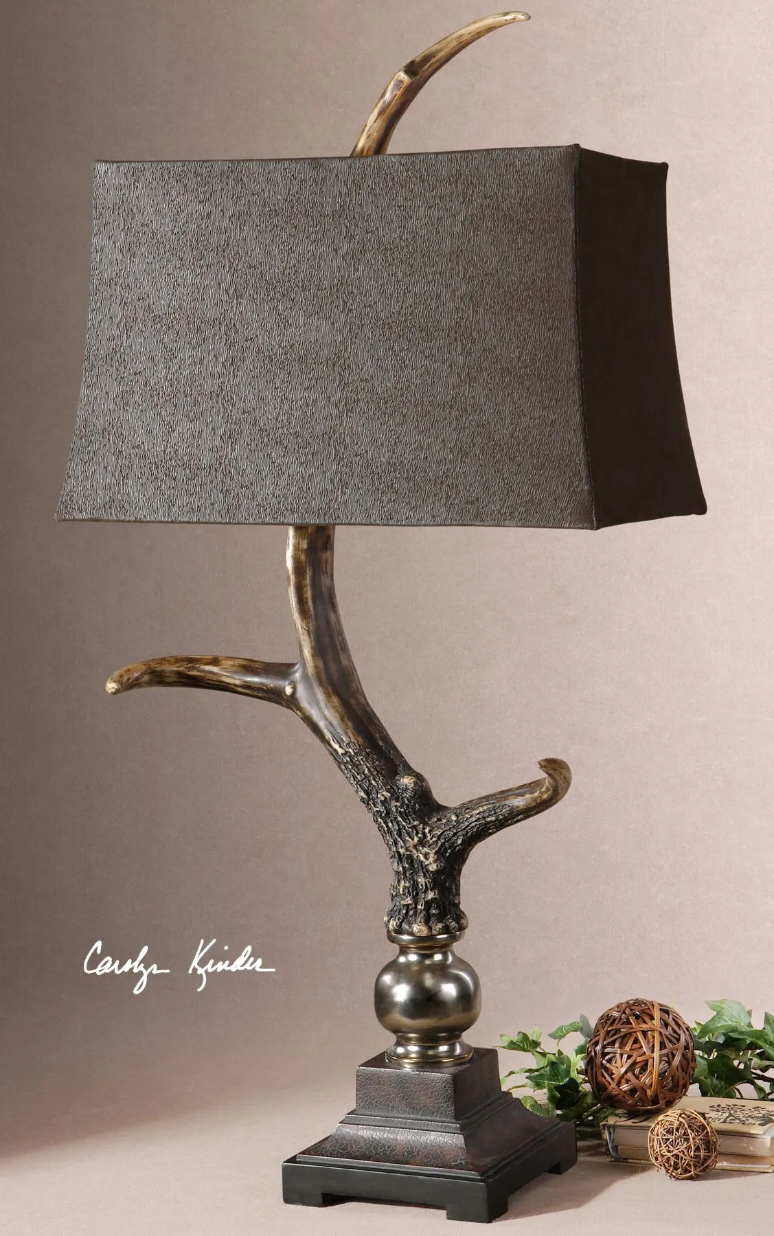 Uttermost Stag Horn Dark Shade Table Lamp