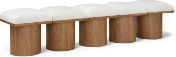 Meridian Furniture Pavilion Cream Boucle Fabric Bench