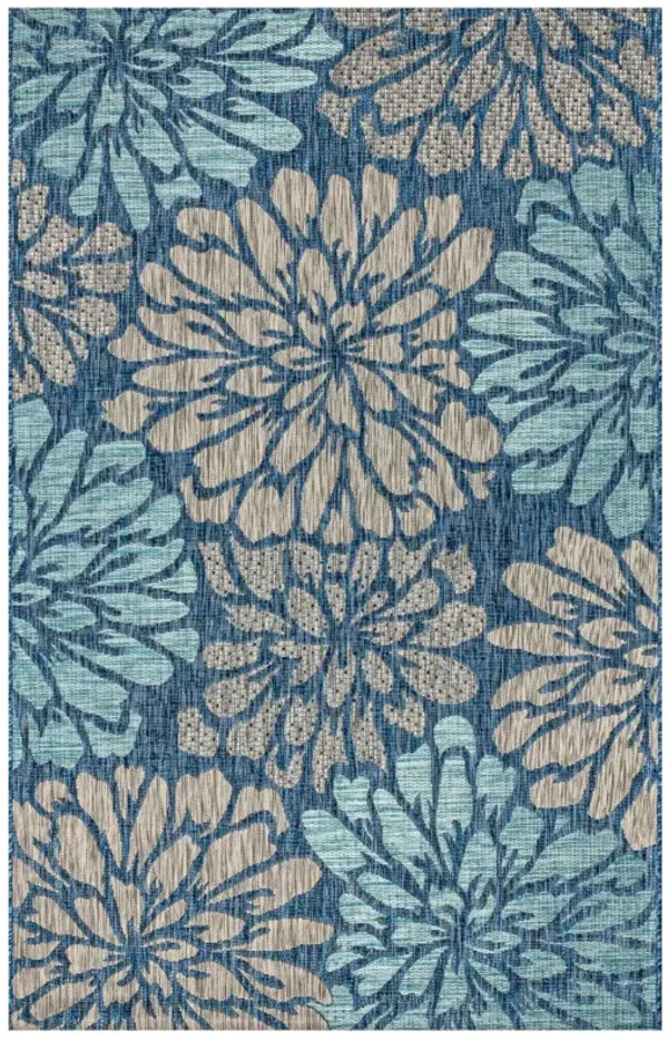Zinnia Modern Floral Textured Weave Indoor/Outdoor Area Rug