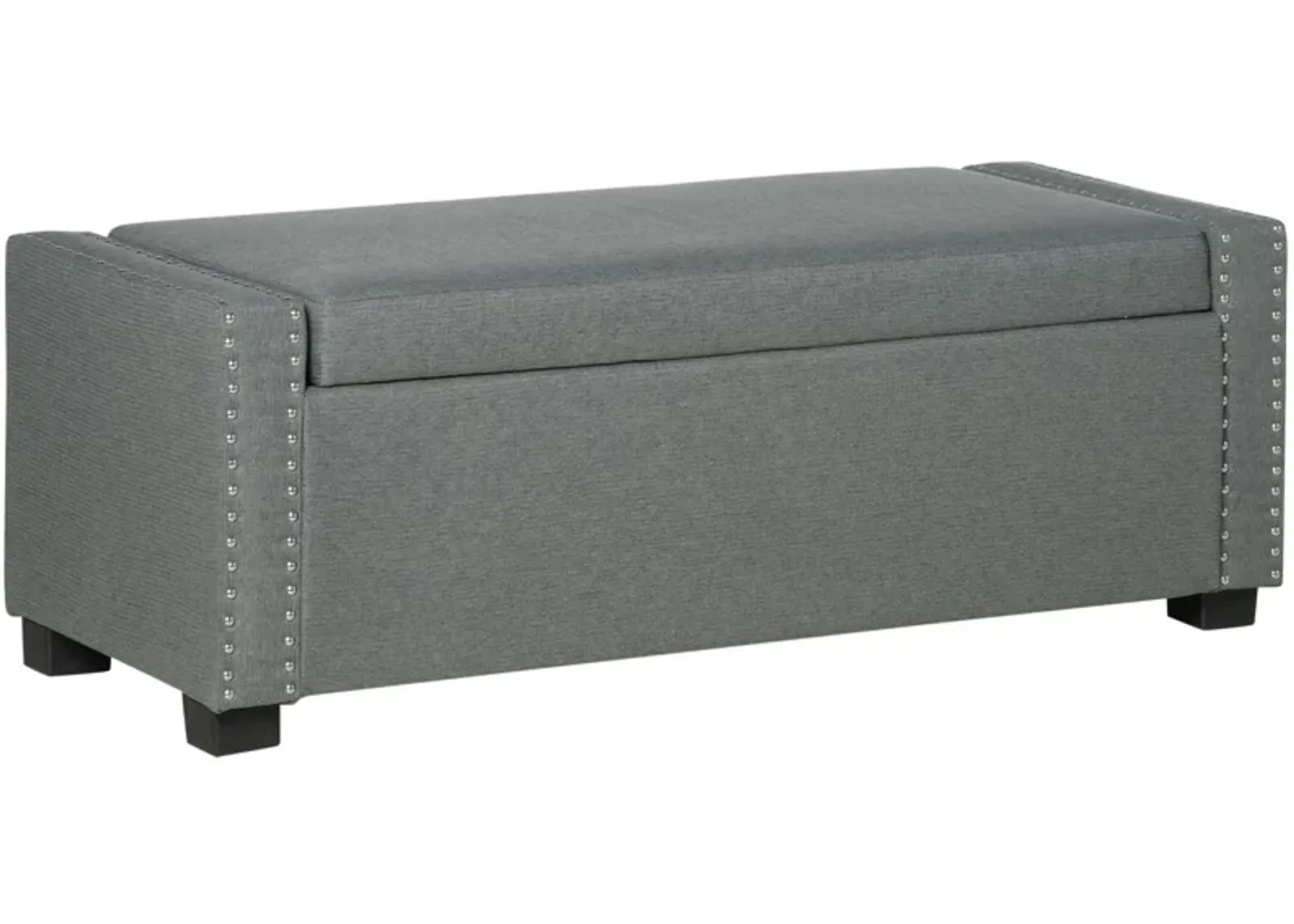 Light Grey Storage Seat: Nailhead Trim Upholstered Flip Top Bench