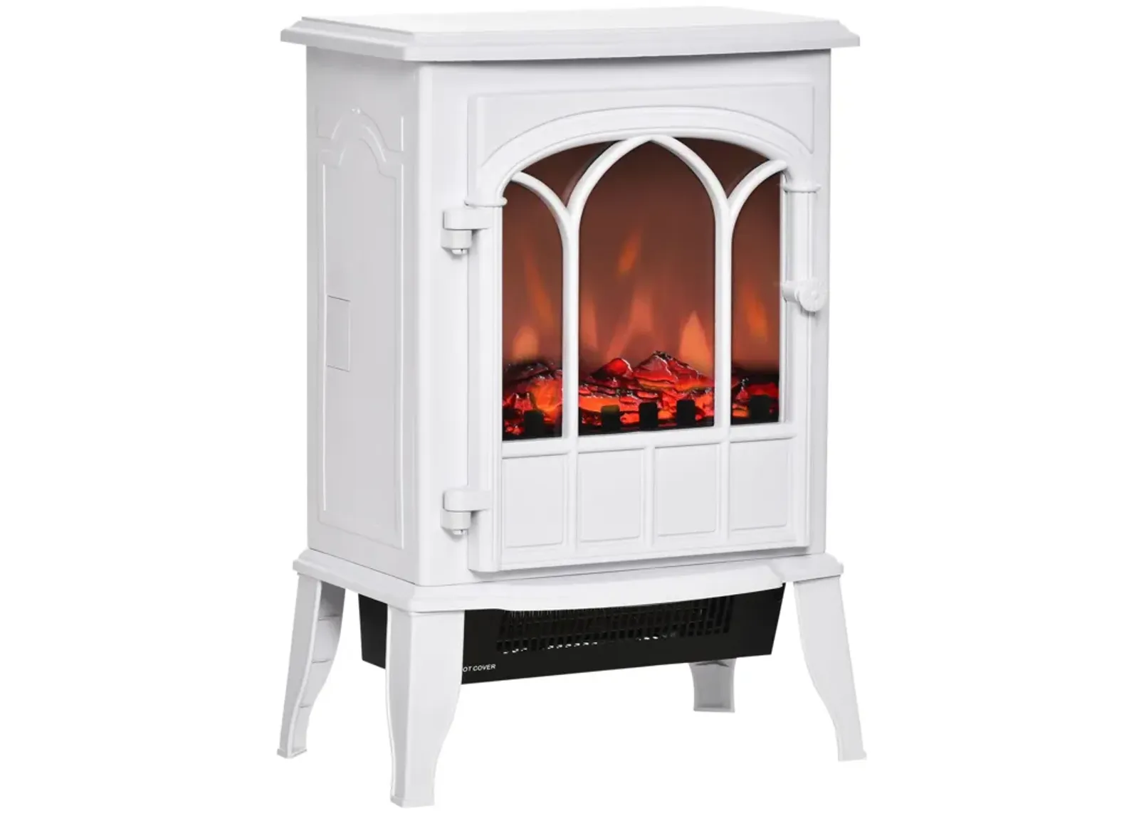 White Electric Fireplace: Freestanding with LED Flame