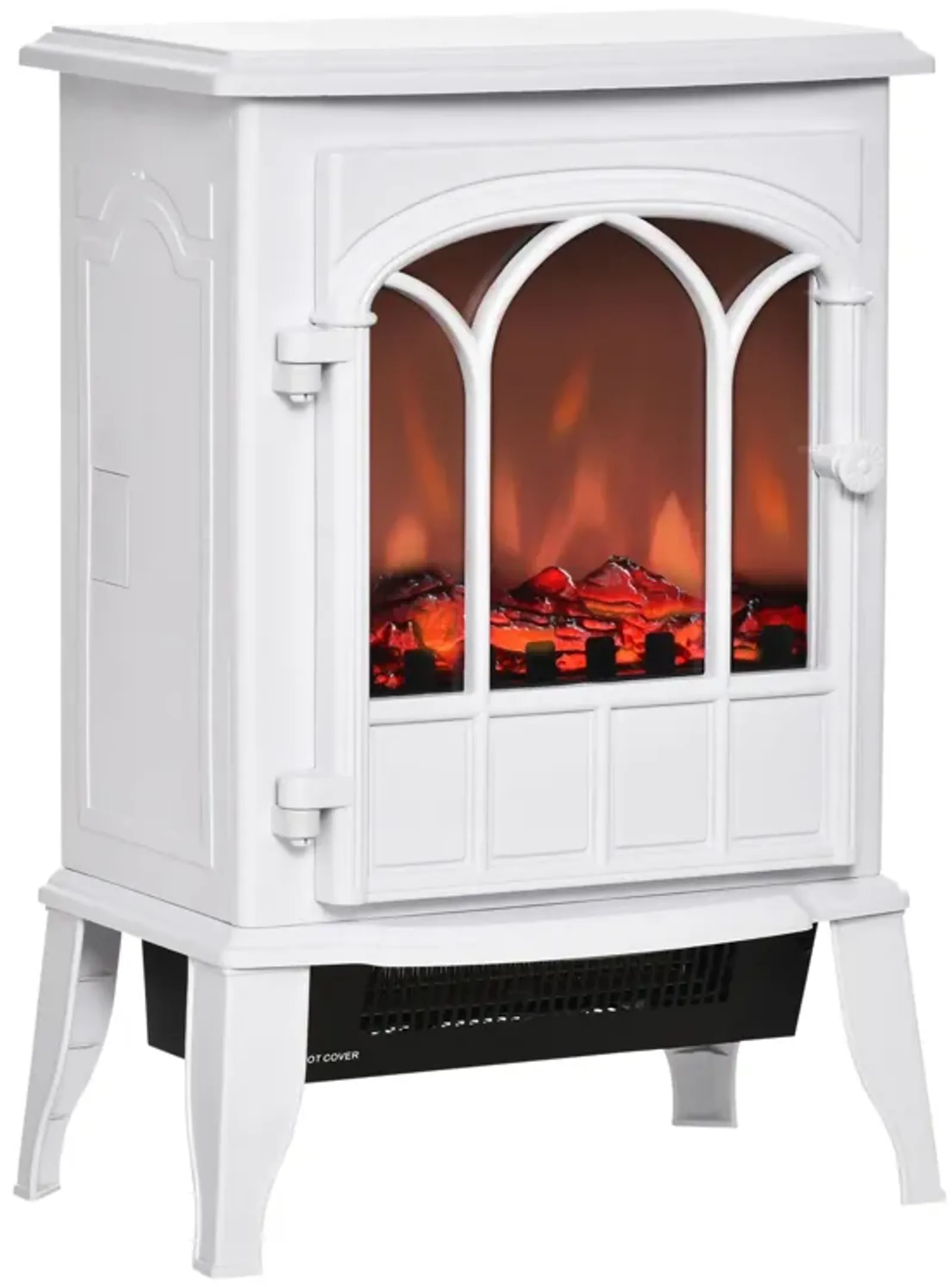 White Electric Fireplace: Freestanding with LED Flame