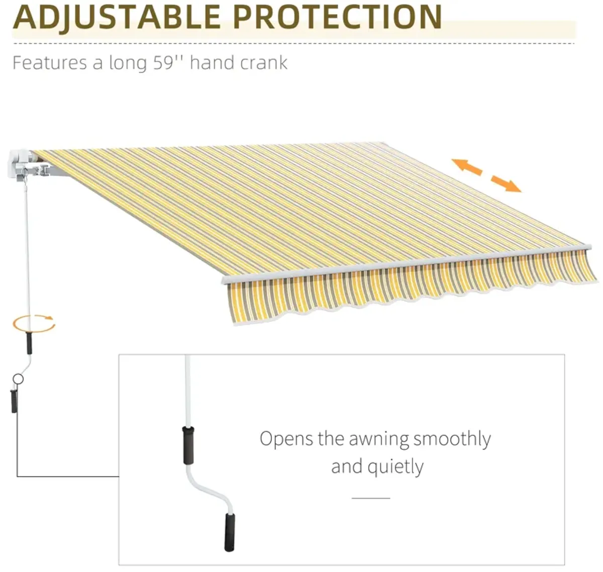 Yellow/Grey Patio Cover: 12'x10' Manual Retractable Sunshade