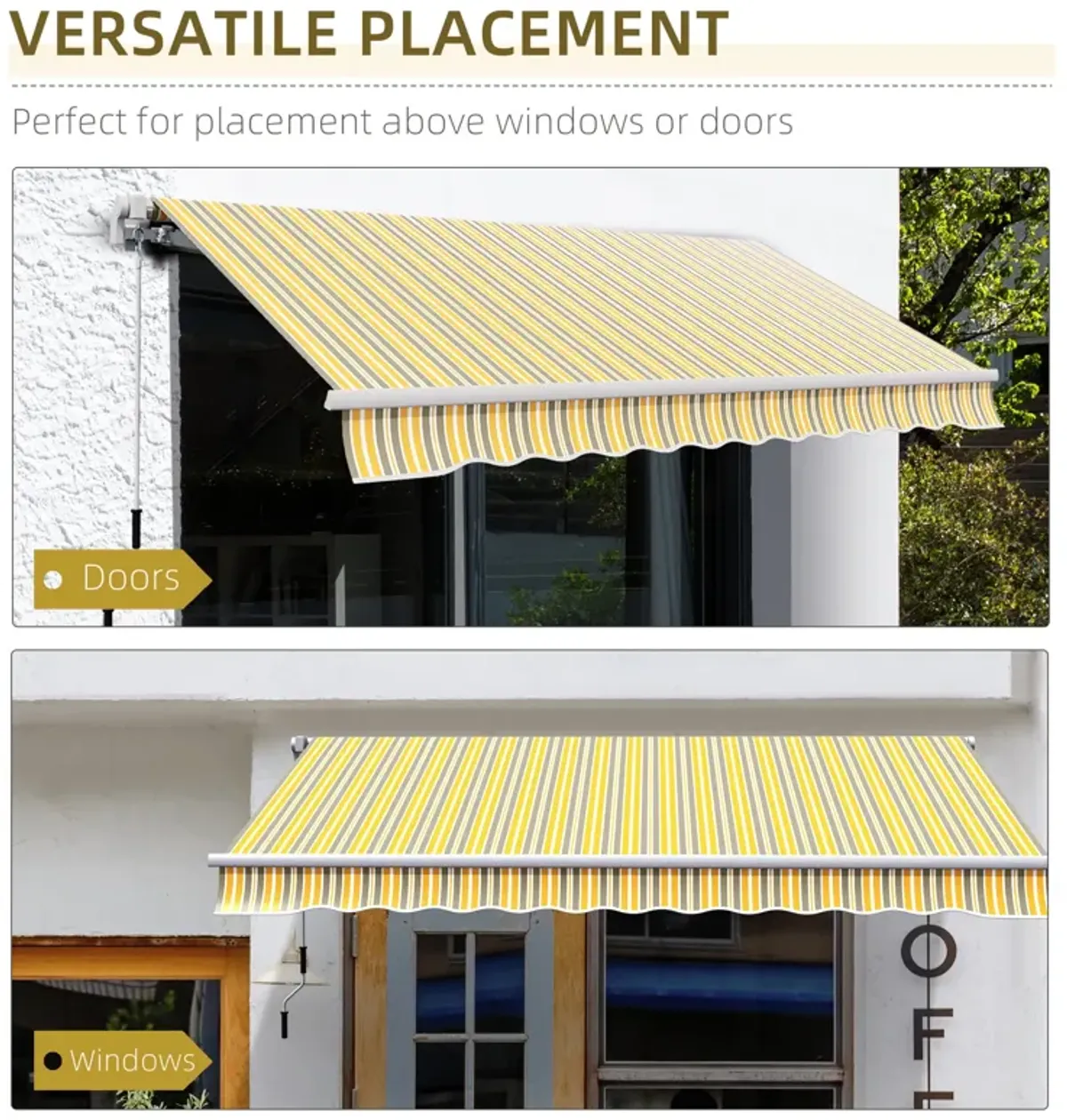 Yellow/Grey Patio Cover: 12'x10' Manual Retractable Sunshade