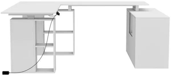 FUFU&GAGA 63-in White Modern/Contemporary L-shaped Desk Hutch Included,(72.4" W x 47.2" D x 46.6" H), White