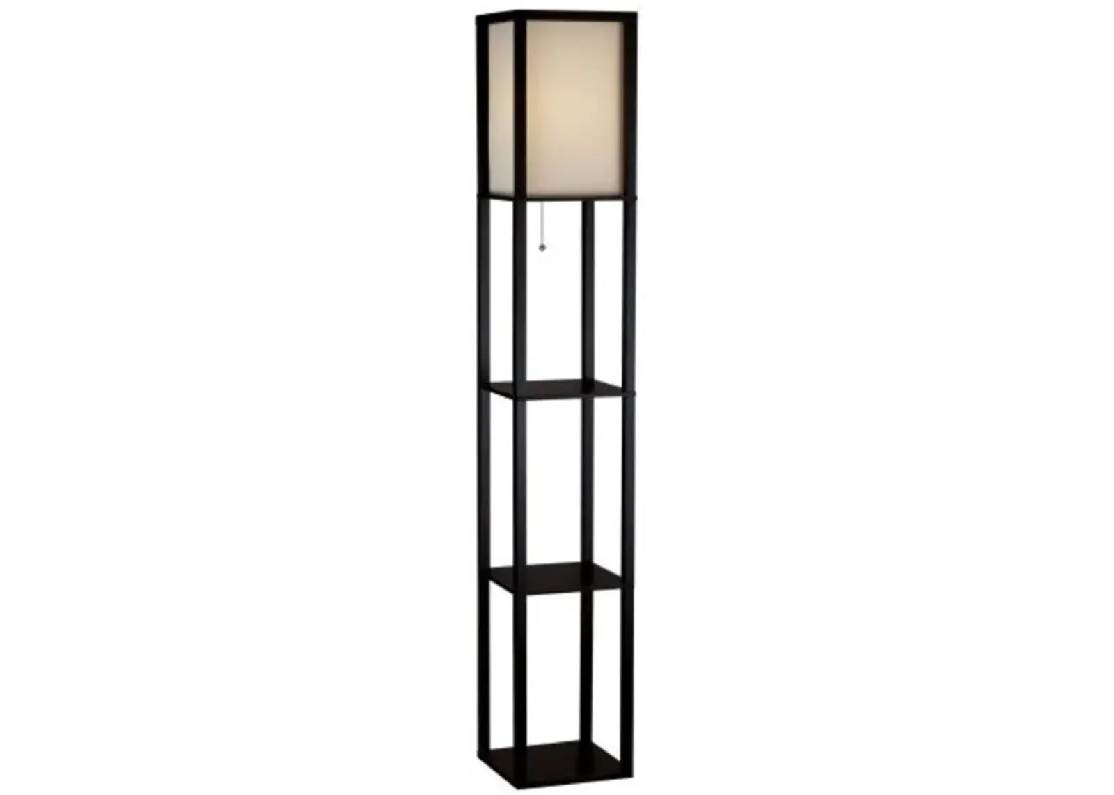 QuikFurn 63-inch Black Modern Floor Lamp with Silk Shade