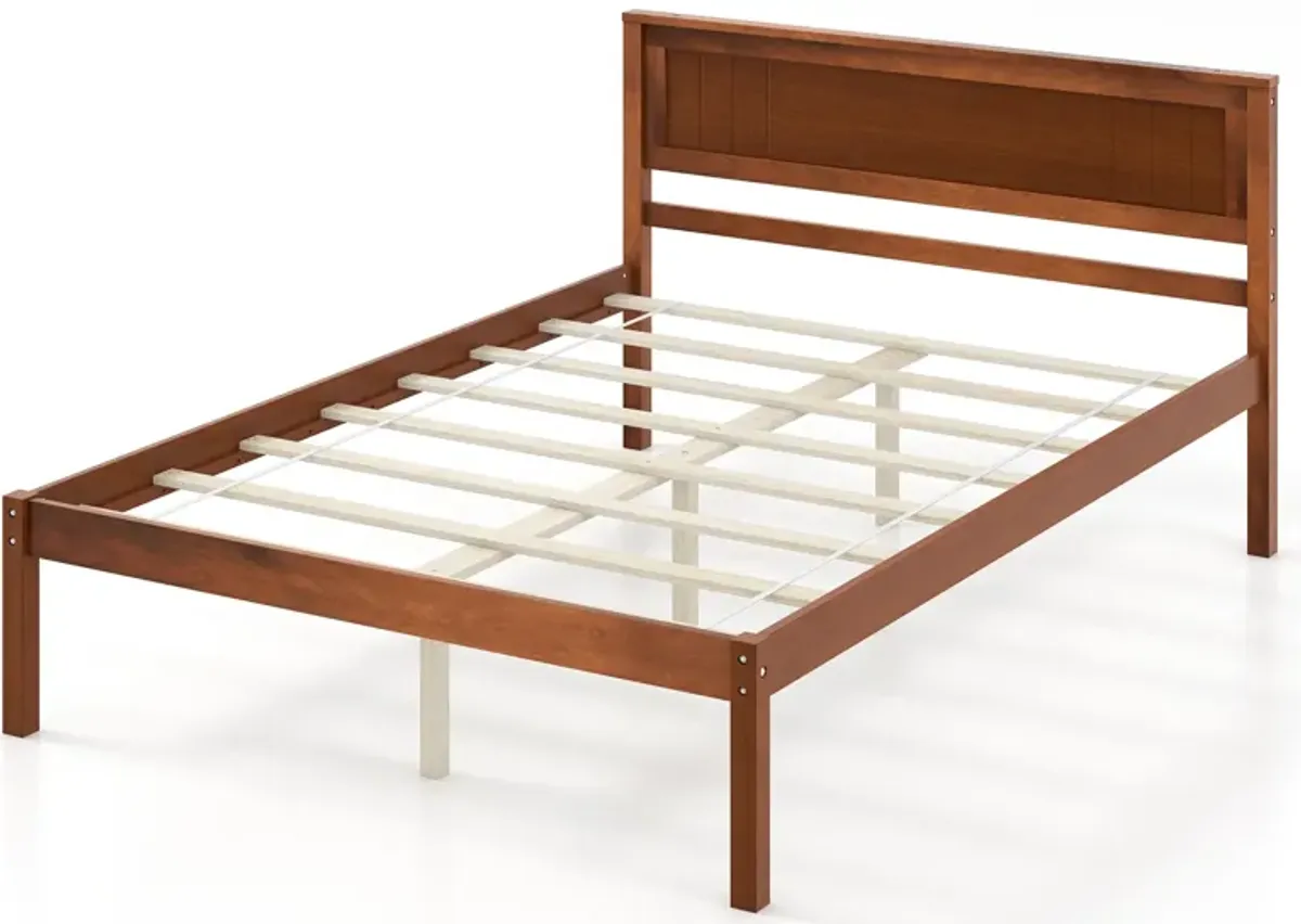 Bed Frame with Wooden Headboard and Slat Support