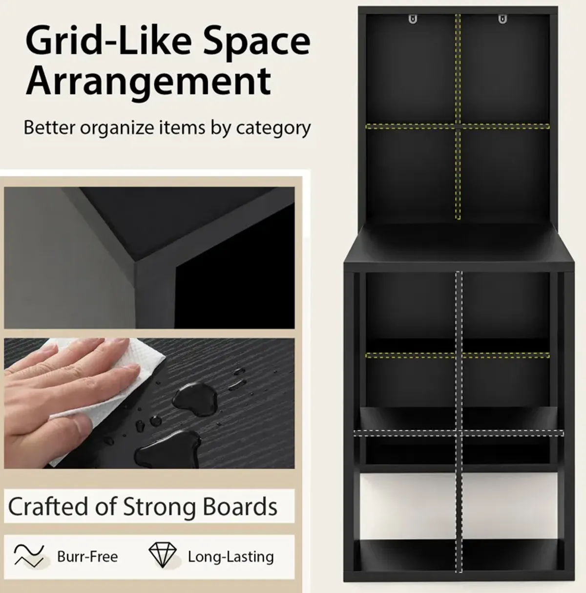 Modern Computer Desk with 12 Cubes Bookshelf