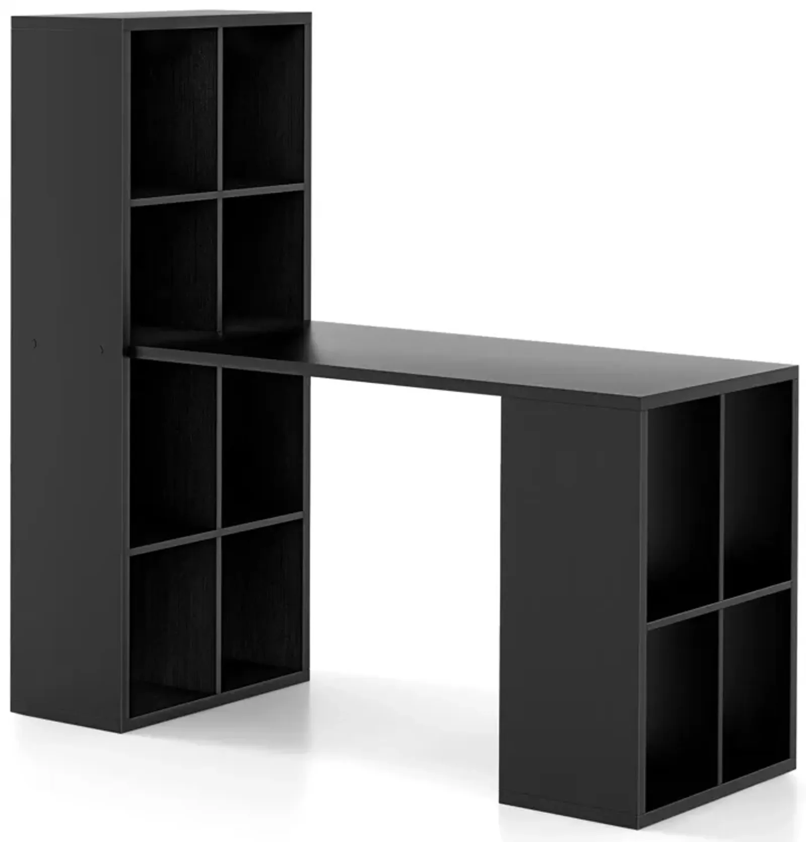 Modern Computer Desk with 12 Cubes Bookshelf