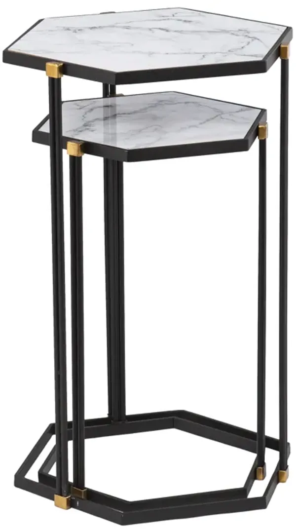 Kerrisdale Faux Marble Nesting Tables 2pc Set
