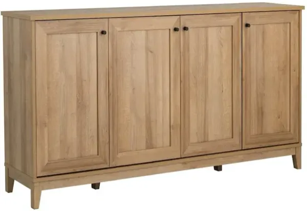 Prepac Yaletown 4 Panel Door Console Table Oak Engineered Wood Storage Cabinet