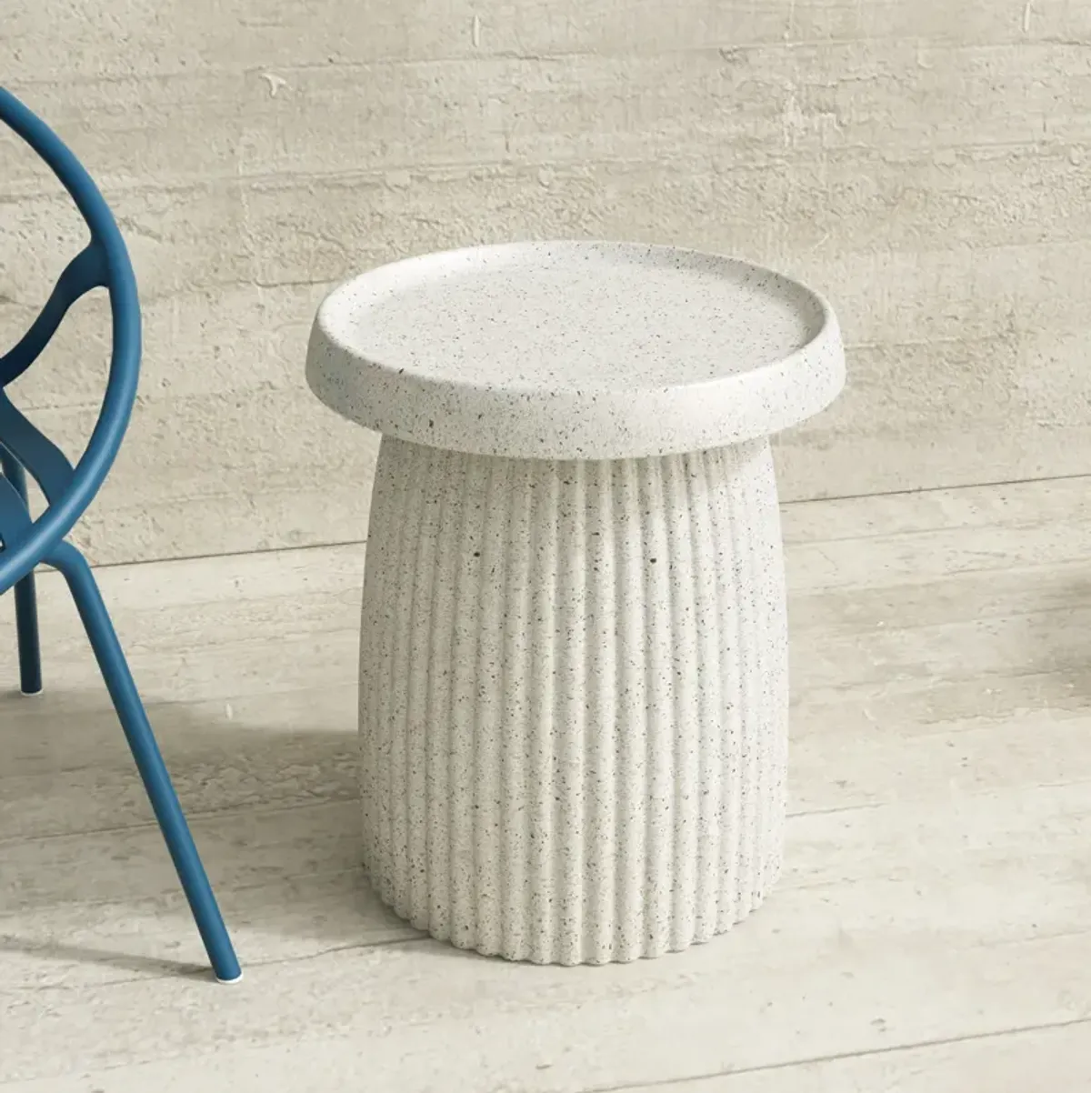 16" VERA OUTDOOR & INDOOR SIDE TABLE - STONED WHITE