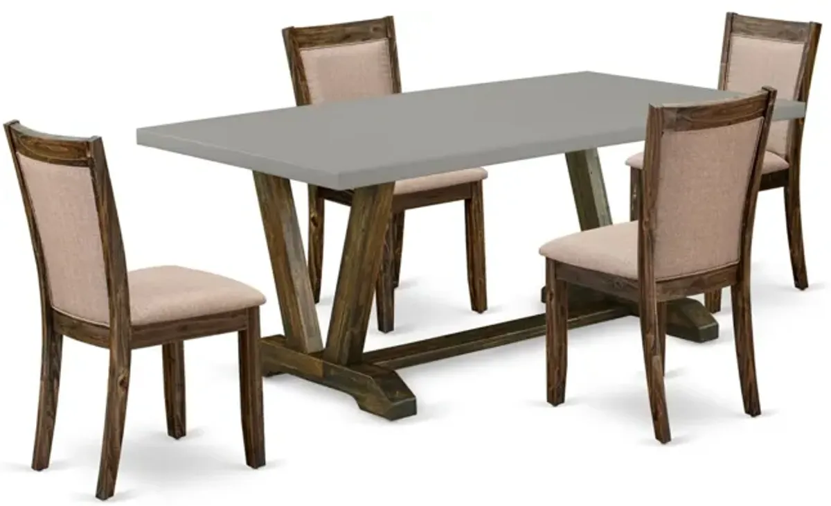 East West Furniture V797MZ716-5 5Pc Dining Room Set - Rectangular Table and 4 Parson Chairs - Multi-Color Color