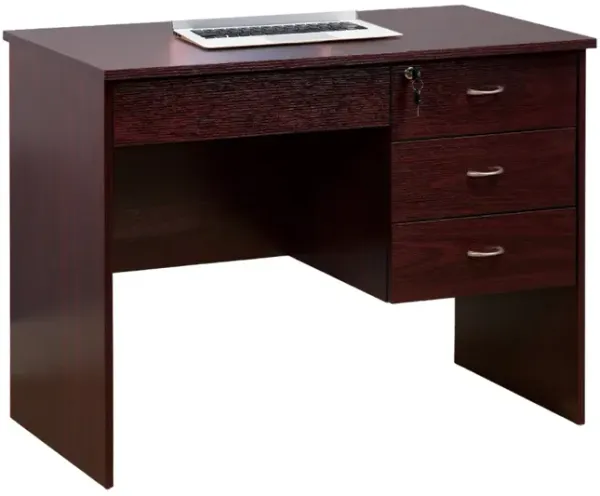 Sial Laptop Desk, 4 Drawers, 40 Inch, Mahogany Brown Composite Board