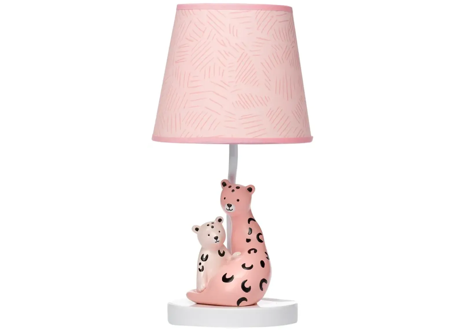 Lambs & Ivy Enchanted Safari Pink Leopard Lamp with Shade & Bulb