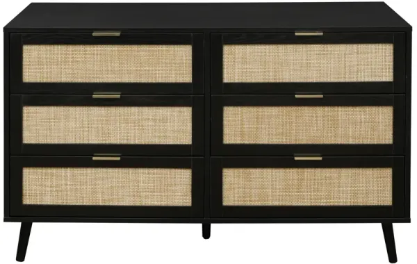 MONDAWE 6 Drawer Boho Wood Dressers for Bedroom, Modern Farmhouse Chest of Drawers , Storage Cabinet for Living Room, Hallway