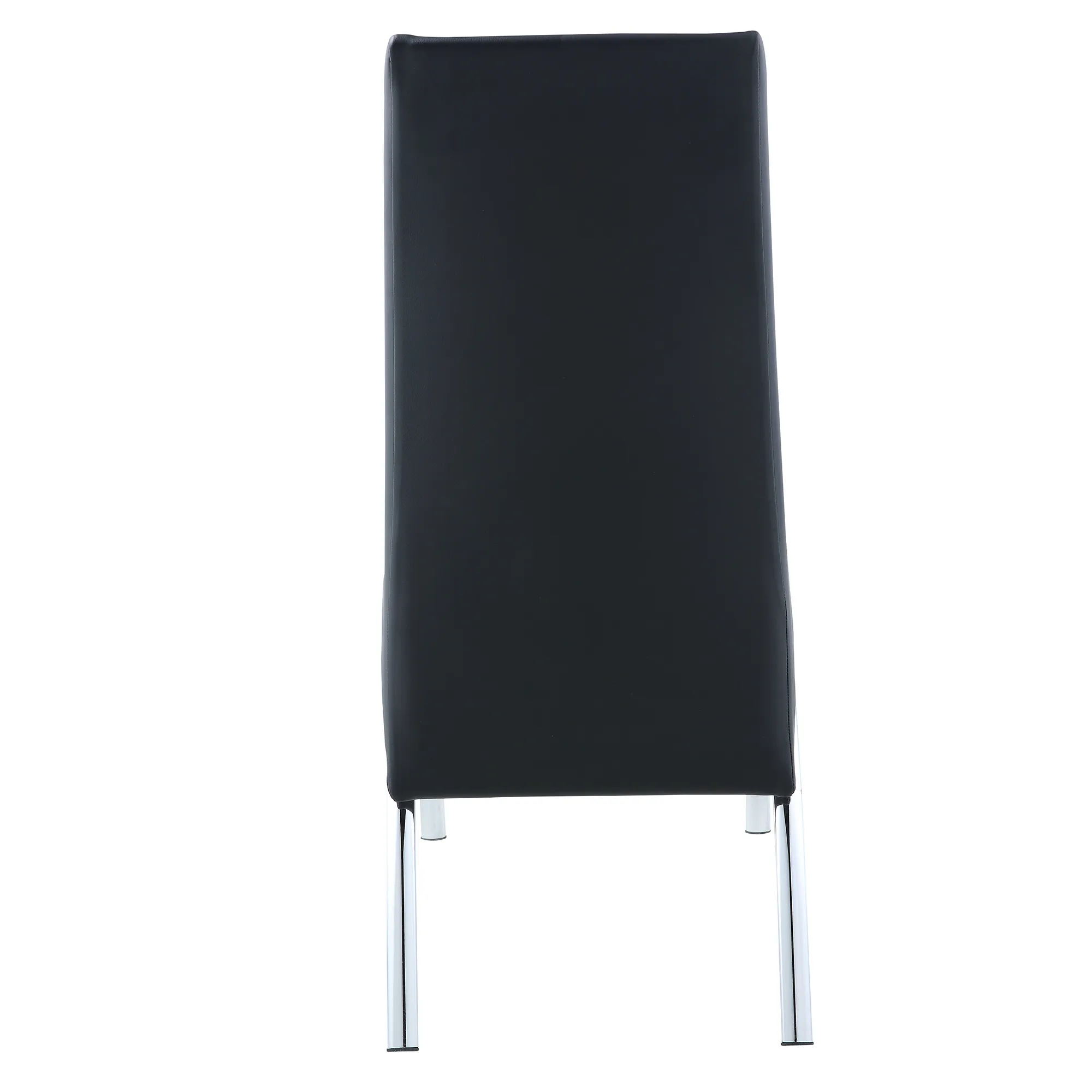 Leatherette Upholstered Side Chairs with Metal Base, Black and Silver, Set of Two-Benzara