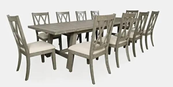 Jofran Telluride Eleven Piece Rustic Farmhouse Solid Wood 127 Extendable Dining Set