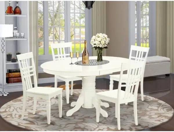 East West Furniture Dining Room Set Linen White, AVLG5-LWH-W