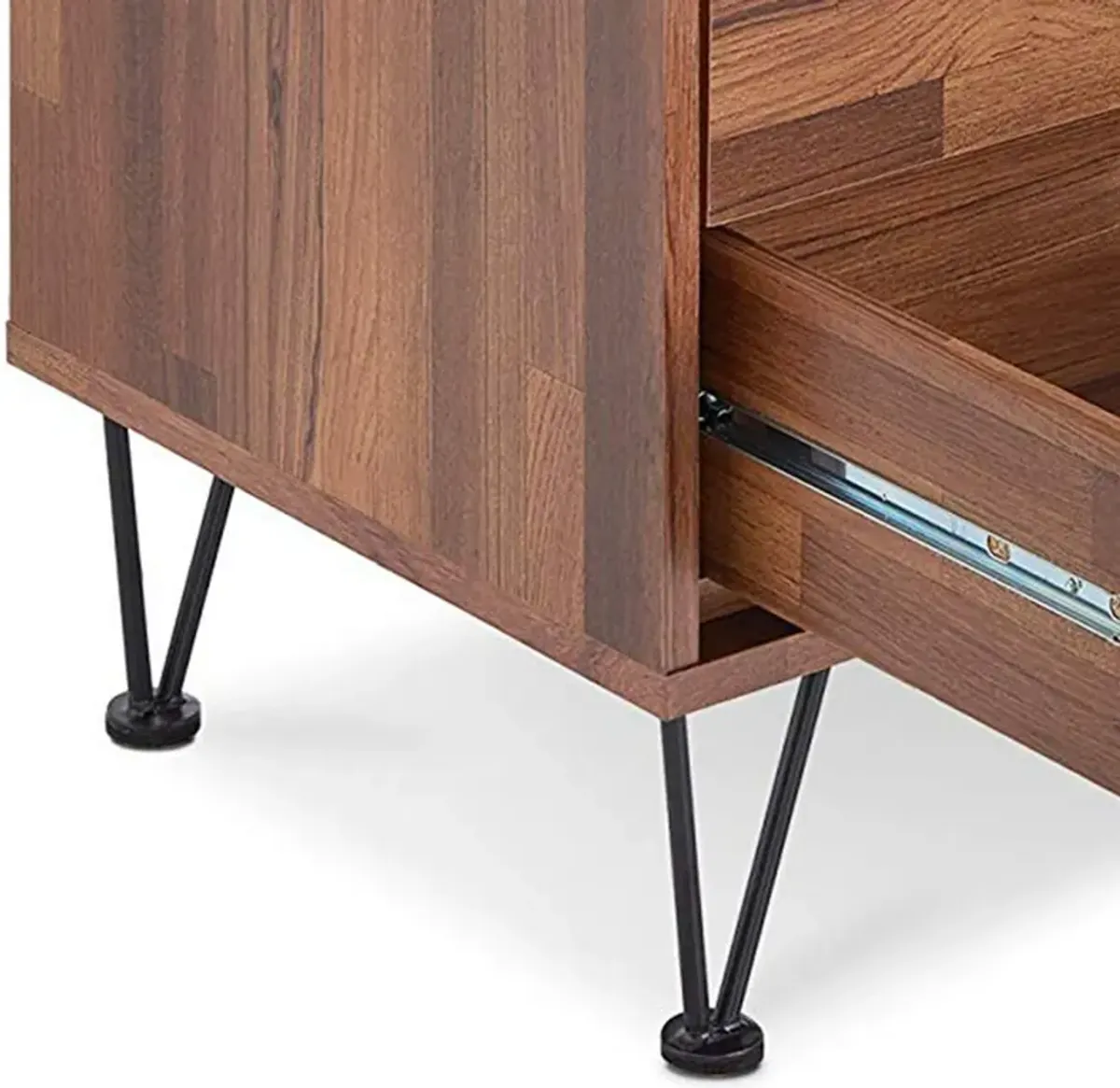 Contemporary 2 Drawers Wood Nightstand By Deoss, Brown-Benzara