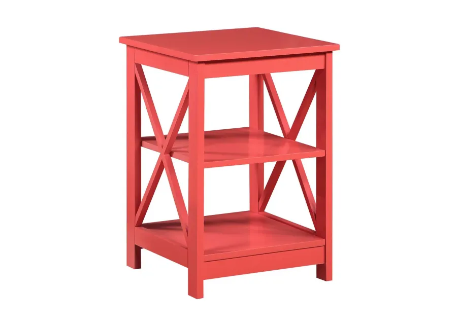 Convenience Concepts Oxford End Table with Shelves, Coral