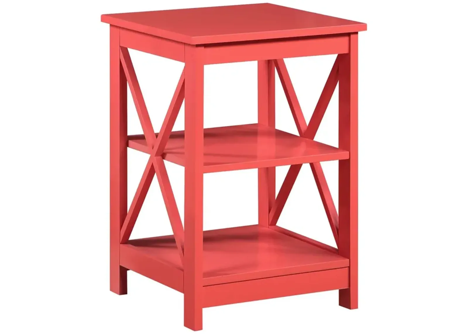 Convenience Concepts Oxford End Table with Shelves, Coral