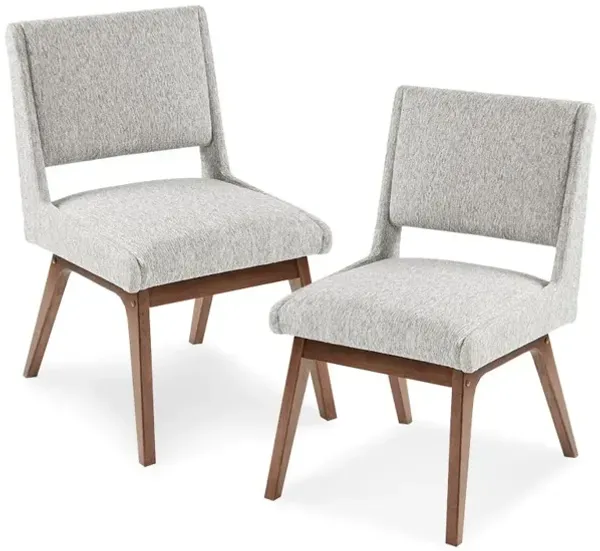 Gracie Mills Carlene Chic Upholstered Dining Chairs (Set of 2) - Pecan Finish