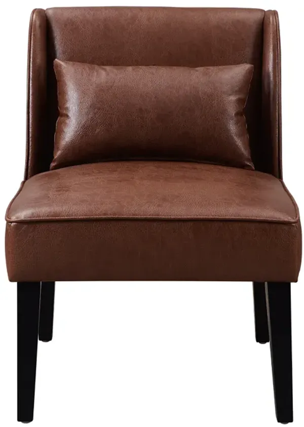 Teamson Home Lounge Chair Modern Relax Reading Seat Faux Leather Brown