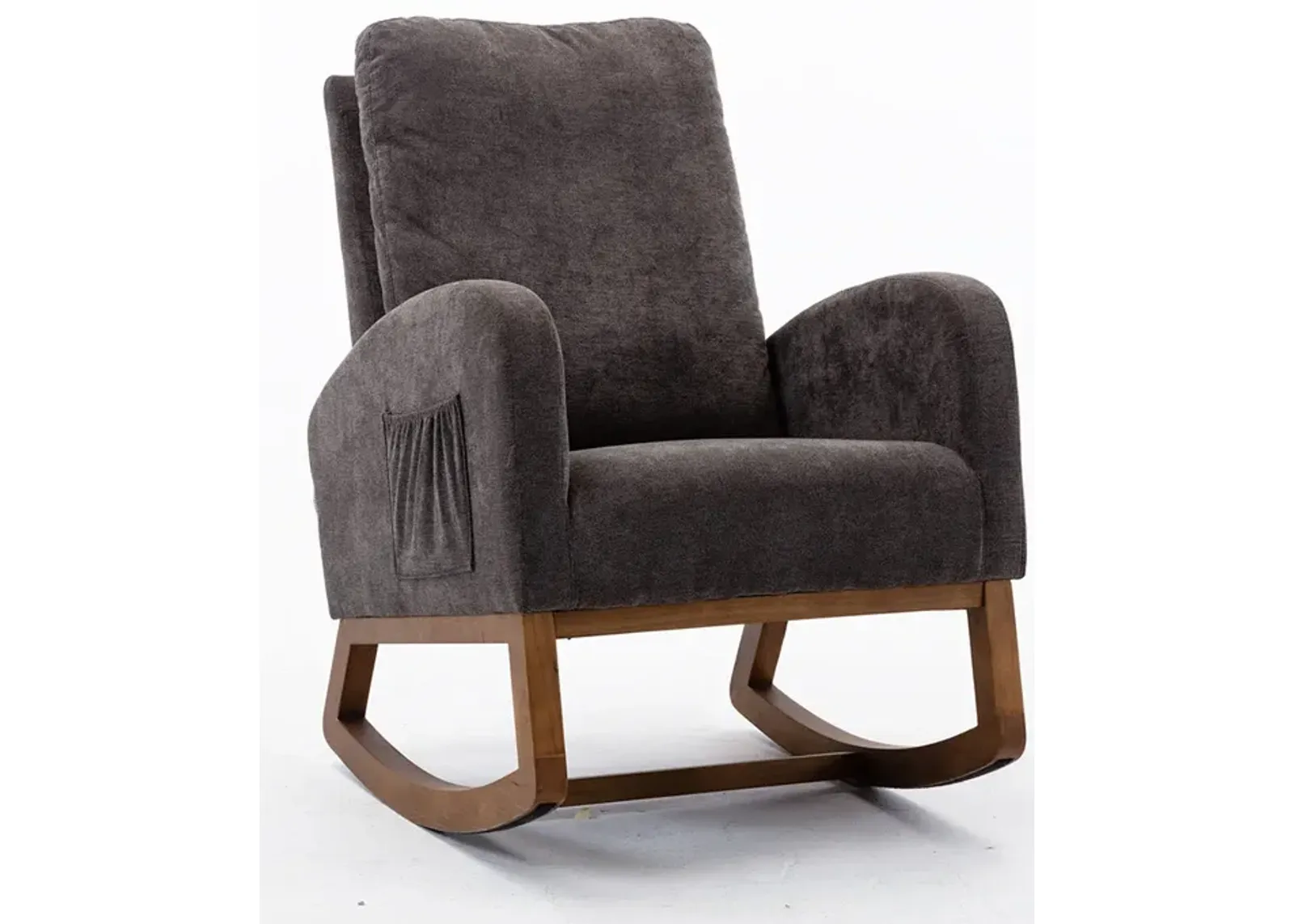 MONDAWE Rocking Chair, Modern Recliner Armchair with Wood Legs and Side Pocket, Nursery Rocking Accent Chair with High Back for Living Room Bedroom