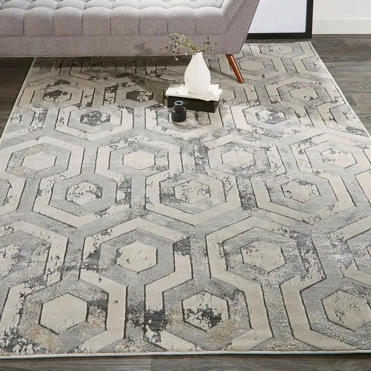 Micah 3046F Gray/Taupe/Silver 3'11" X 6' Rug