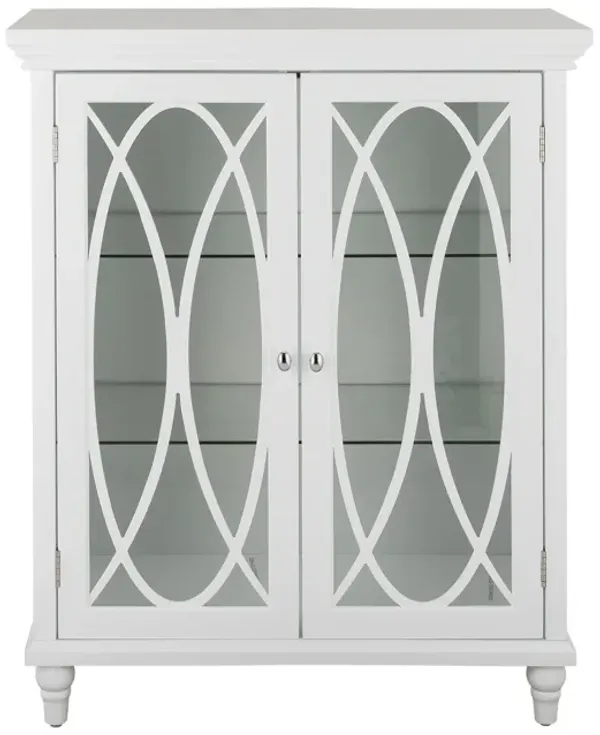Teamson Home 32" H Florence Double Door Floor Cabinet with 2 Adjustable Tempered Glass Shelves