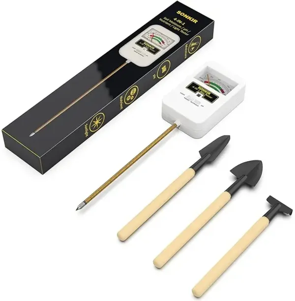 SONKIR Soil Moisture Meter, 4-in-1 Soil Ph Meter, Soil Tester for Nutrients