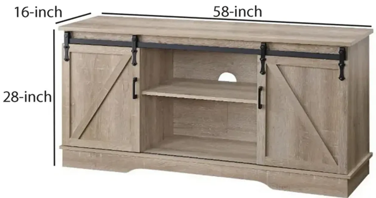 Versatile Rectangular Wooden TV Stand, Brown-Benzara