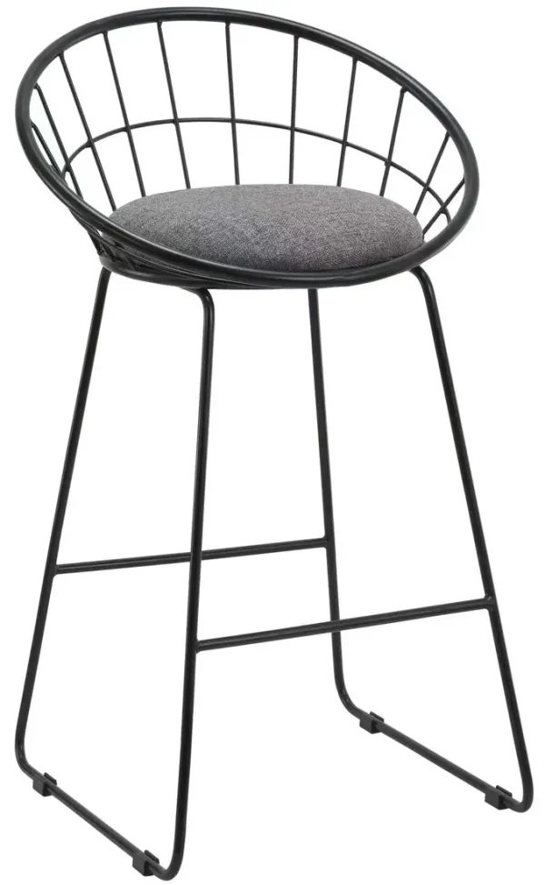 26''H Gray Fabric Stool with Metal Leg, set of 2