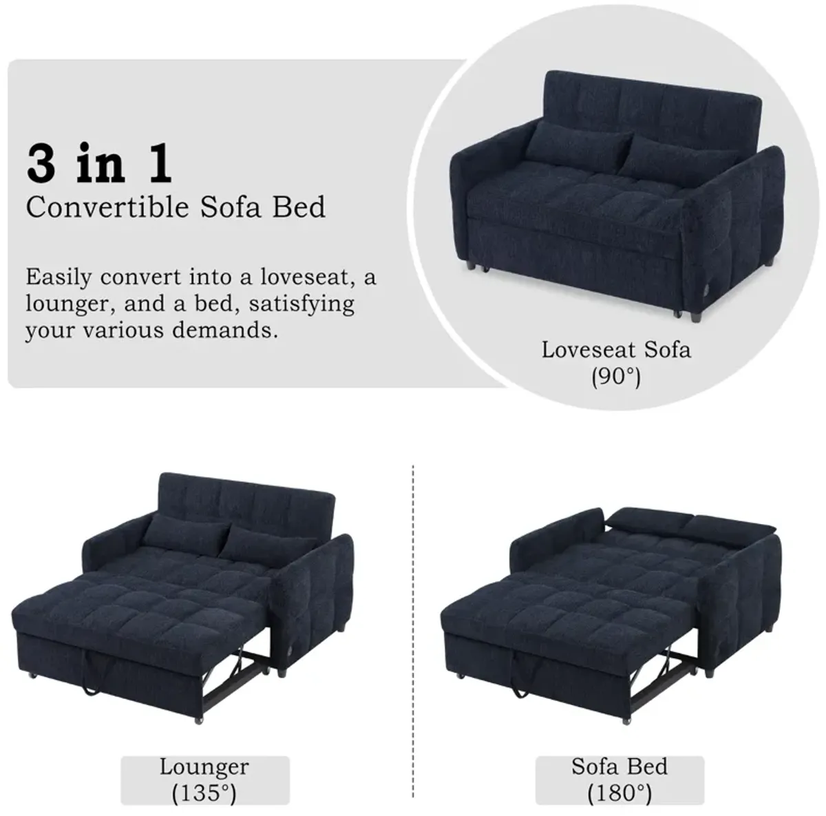 Merax Loveseat Sofa Pull-out Sleeper Sofa with 3 USB Ports