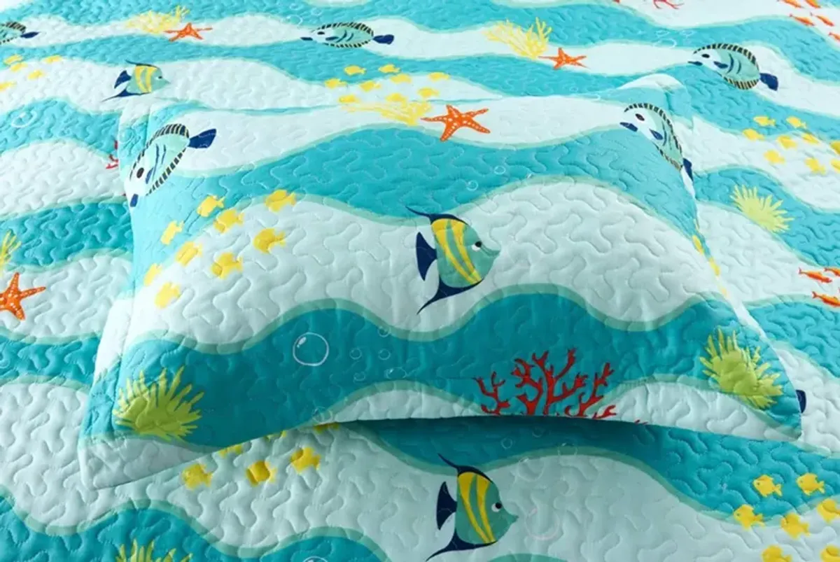 MarCielo Kids Beach Quilt Bedspread Set For Teens Girls Boys.